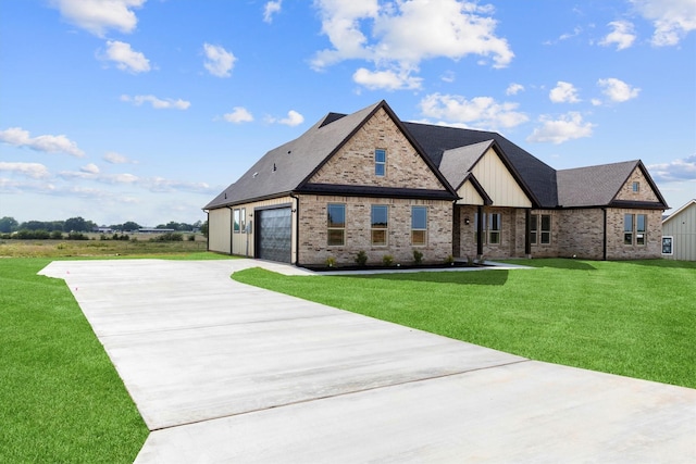 1128 Dixie Estates Way, Whitesboro, TX 76273 - view of front of property featuring concrete driveway, brick siding, a front lawn, and board and batten siding