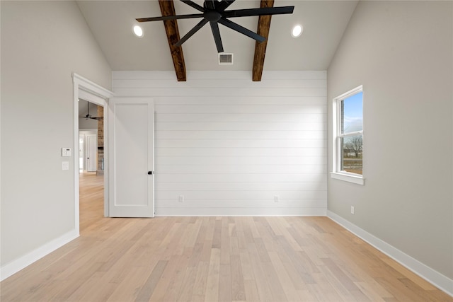 4665 Christie Ave, Caddo Mills, TX 75135 - unfurnished room with ceiling fan, light wood-style floors, baseboards, and recessed lighting