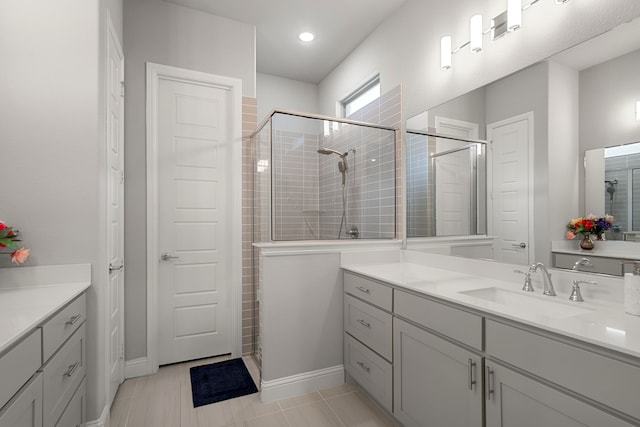 11415 Four Roses Trl, Frisco, TX 75035 - full bathroom featuring vanity, a shower stall, and baseboards