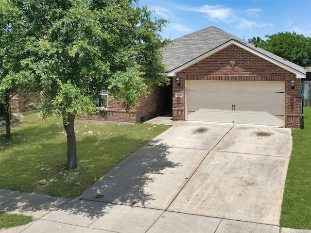 6133 Chalk Hollow Dr, Fort Worth, TX 76179 - view of front of house with brick siding, concrete driveway, a garage, a front lawn, and roof with shingles