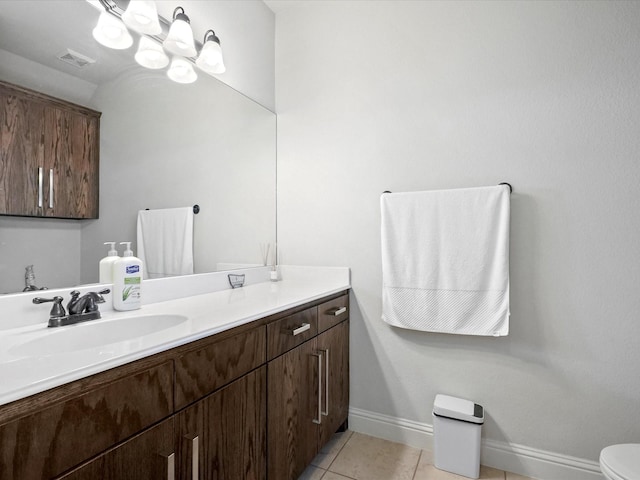 2505 Trailhead Dr, Fort Worth, TX 76177 - bathroom featuring vanity, baseboards, tile patterned flooring, and toilet