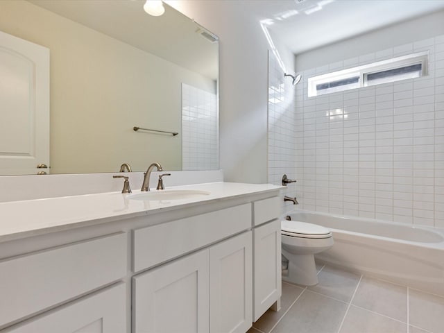 2448 Haft River Rd, Frisco, TX 75034 - full bathroom with toilet, vanity, tile patterned flooring, and  shower combination