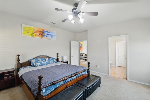 1717 Quail Grove Dr, Fort Worth, TX 76177 - bedroom with light carpet, baseboards, and a ceiling fan