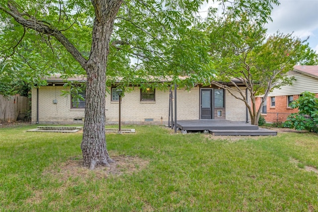 2109 Blake Ave, Dallas, TX 75228 - back of house featuring crawl space, brick siding, and a deck