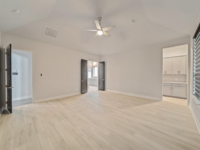 3509 Meridian Dr, Northlake, TX 76226 - empty room with a ceiling fan, light wood-style floors, and lofted ceiling
