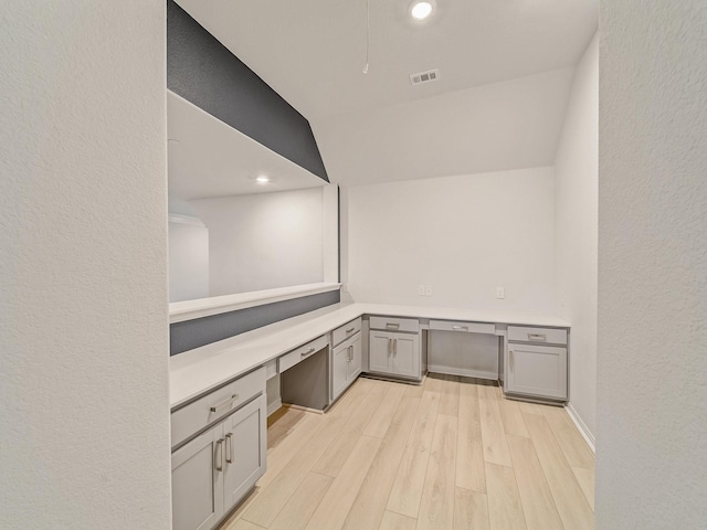 3509 Meridian Dr, Northlake, TX 76226 - unfurnished office with built in study area, light wood finished floors, recessed lighting, and a textured wall