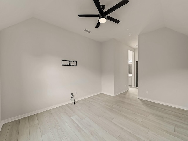 3509 Meridian Dr, Northlake, TX 76226 - unfurnished room featuring lofted ceiling, ceiling fan, and light wood-type flooring