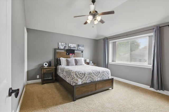 1430 Crescent Valley Dr, Prosper, TX 75078 - bedroom with carpet flooring, baseboards, lofted ceiling, and a ceiling fan