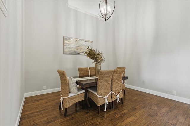 1430 Crescent Valley Dr, Prosper, TX 75078 - dining room featuring baseboards, dark wood finished floors, and a chandelier