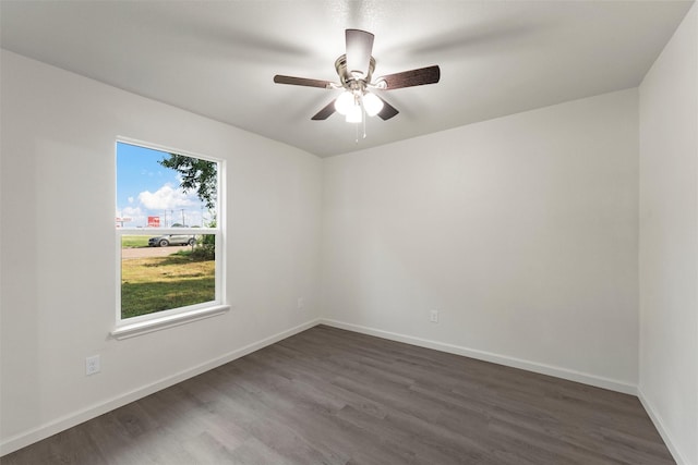 2508 Windsor Ave, Waco, TX 76708 - spare room featuring dark wood-style floors, ceiling fan, and baseboards