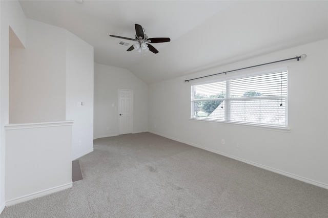1605 Tanglewood Dr, Allen, TX 75002 - unfurnished room with lofted ceiling, light colored carpet, a ceiling fan, and baseboards