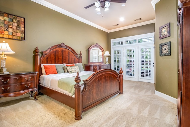 11626 Coronado Trl, Frisco, TX 75033 - carpeted bedroom featuring ornamental molding, multiple windows, access to outside, baseboards, and ceiling fan