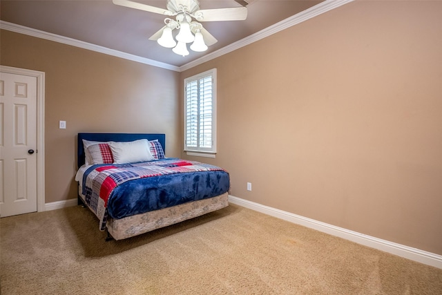11626 Coronado Trl, Frisco, TX 75033 - carpeted bedroom featuring ornamental molding, baseboards, and ceiling fan