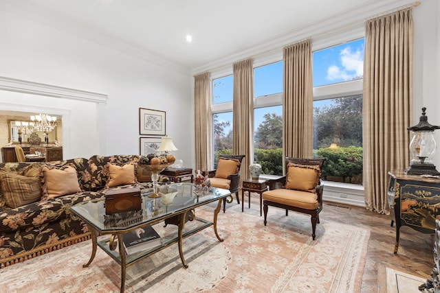 4417 Windsor Ridge Dr, Irving, TX 75038 - living room with a chandelier and ornamental molding