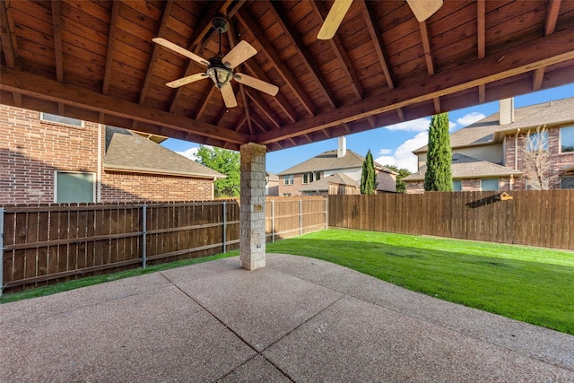 957 Pheasant Dr, Allen, TX 75013 - fenced backyard featuring ceiling fan and a patio