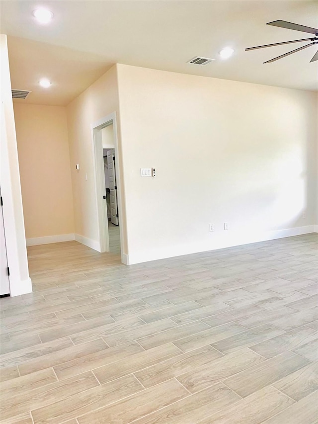 2309 Forest Hill Ln, Granbury, TX 76048 - unfurnished room featuring a ceiling fan, light wood-style flooring, baseboards, and recessed lighting