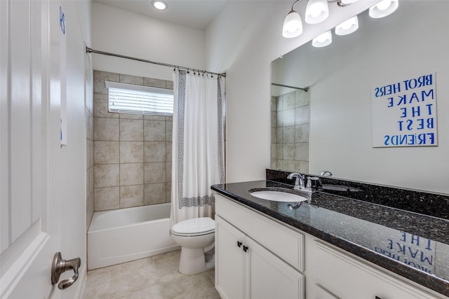 15616 Rockingham St, Frisco, TX 75036 - full bath with toilet, shower / tub combo, vanity, and tile patterned flooring