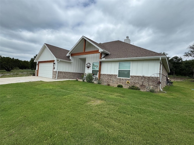 355 Sunset Cv, Bluff Dale, TX 76433 - view of front of house featuring a chimney, brick siding, a garage, and driveway