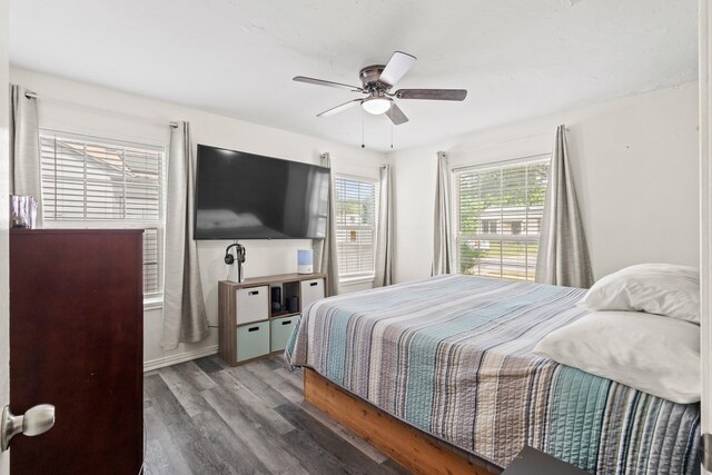2811 Carlson Dr, Dallas, TX 75235 - bedroom featuring wood finished floors and ceiling fan
