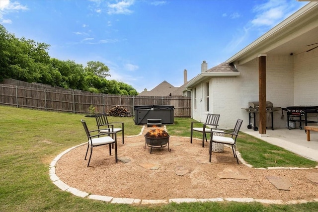 309 Bluffside Trl, Benbrook, TX 76126 - view of yard featuring a fire pit and a patio area