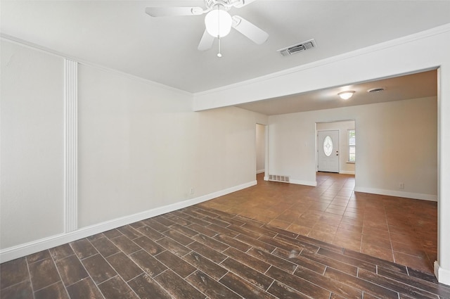 5833 Westhaven Dr, Fort Worth, TX 76132 - spare room with ceiling fan, crown molding, and baseboards