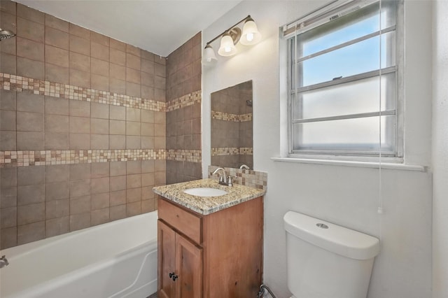5833 Westhaven Dr, Fort Worth, TX 76132 - full bathroom featuring vanity, bathtub / shower combination, and toilet