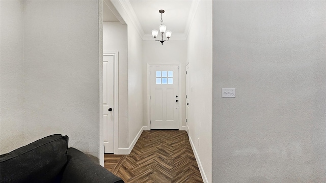 7349 Wildflower Way, Abilene, TX 79602 - foyer with a chandelier, crown molding, and baseboards