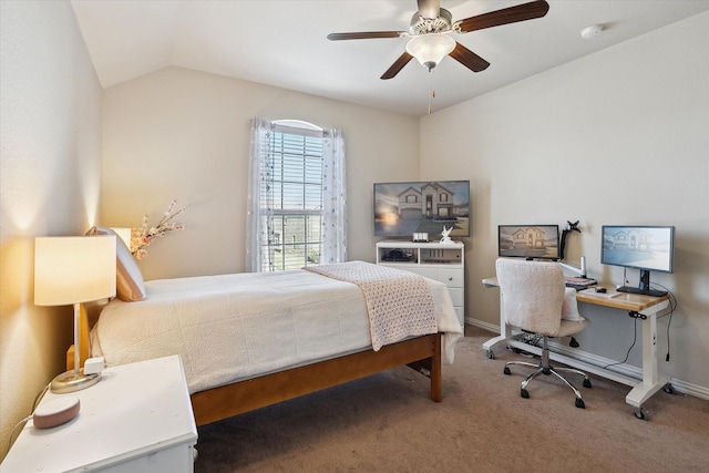 200 Baldwin Dr, Fate, TX 75189 - bedroom featuring carpet flooring, lofted ceiling, a ceiling fan, baseboards, and an office area