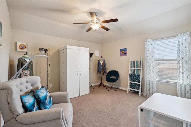 200 Baldwin Dr, Fate, TX 75189 - living area with light carpet, a ceiling fan, and baseboards