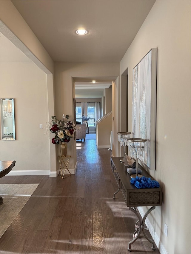 1301 Cold Stream Dr, Wylie, TX 75098 - hall featuring wood finished floors, baseboards, and recessed lighting