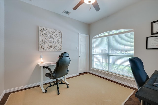 3526 Washington Dr, Frisco, TX 75034 - office featuring ceiling fan and baseboards