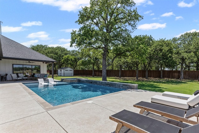 7799 Barber Ranch Rd, Fort Worth, TX 76126 - view of pool with outdoor lounge area, a patio area, and a ceiling fan
