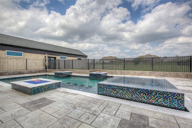 18133 Grandview Dr, Forney, TX 75126 - view of pool featuring a fenced backyard, a patio area, and a pool with connected hot tub