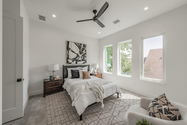 5320 Reiger Ave Unit 101, Dallas, TX 75214 - bedroom featuring recessed lighting, carpet floors, baseboards, and ceiling fan
