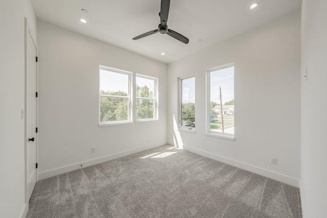 5320 Reiger Ave Unit 101, Dallas, TX 75214 - spare room featuring recessed lighting, carpet floors, baseboards, and ceiling fan