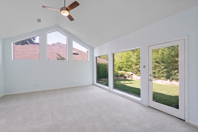 8907 Club Creek Cir, Dallas, TX 75238 - spare room featuring lofted ceiling, ceiling fan, plenty of natural light, and carpet flooring