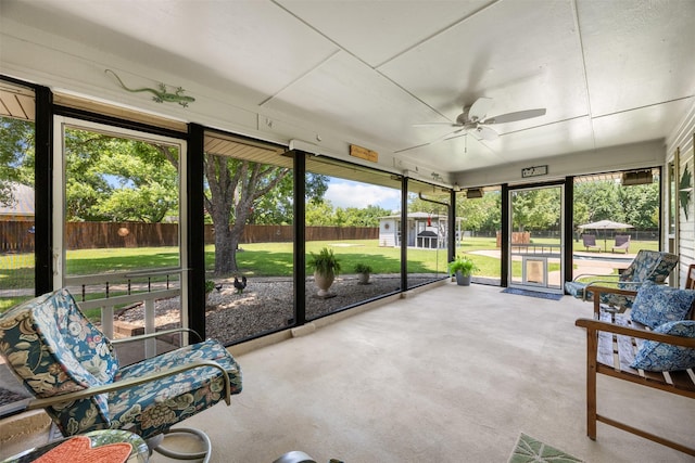 120 Hollie Dr, Red Oak, TX 75154 - sunroom / solarium featuring ceiling fan and plenty of natural light