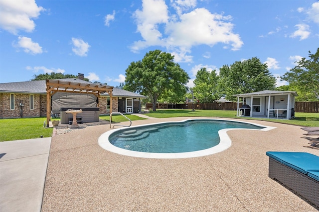 120 Hollie Dr, Red Oak, TX 75154 - view of pool with a pergola, a patio area, an outdoor structure, and an exterior structure
