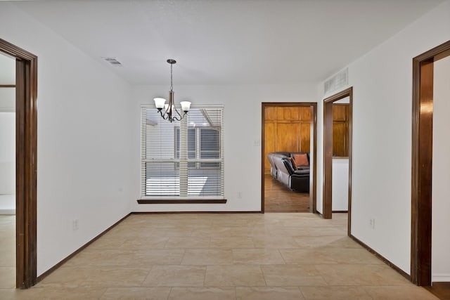 1614 Shadow Moss Way, Carrollton, TX 75007 - unfurnished dining area with a chandelier and baseboards