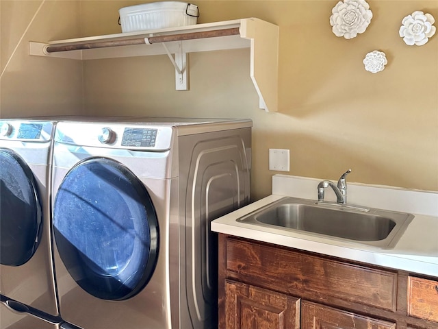 1801 Monaco Dr, Corinth, TX 76210 - laundry area with washer and clothes dryer and a sink