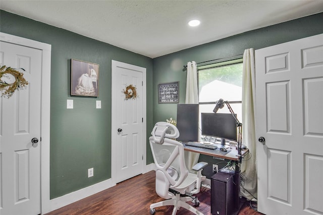 366 W Blackjack St, Dublin, TX 76446 - office space featuring dark wood finished floors, baseboards, a textured ceiling, and recessed lighting