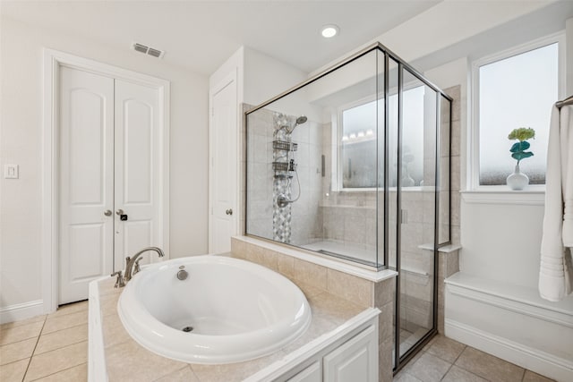 3909 Shrike Trl, Fort Worth, TX 76262 - full bath with a bath, tile patterned floors, and a stall shower
