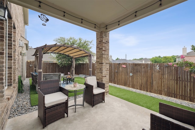 3909 Shrike Trl, Fort Worth, TX 76262 - fenced backyard with a pergola and a patio area