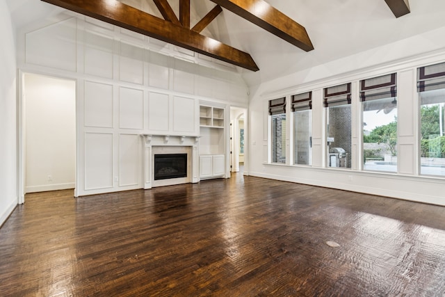 3708 Ledgestone Ct, Richardson, TX 75082 - unfurnished living room with a glass covered fireplace and dark wood-style flooring