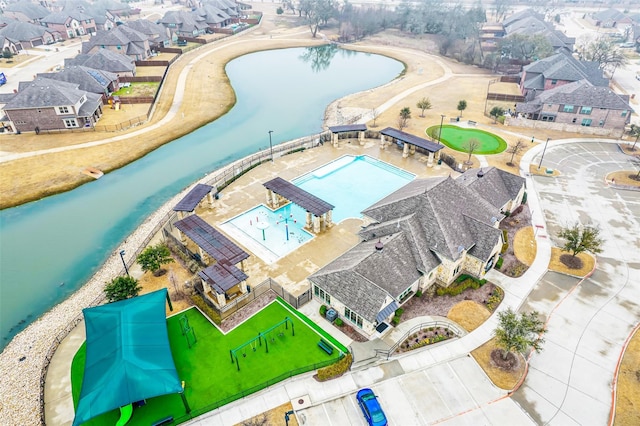 4311 Cordata Dr, Melissa, TX 75454 - aerial perspective of suburban area featuring a pool and a large body of water