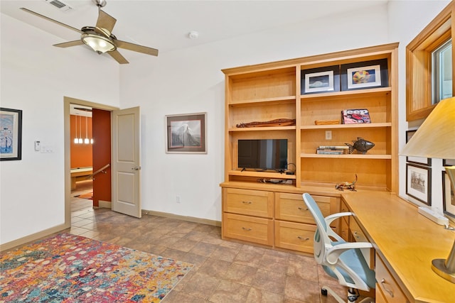 1212 Porter Rd, Bartonville, TX 75022 - home office with baseboards and a ceiling fan