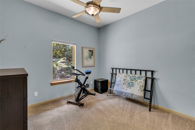 1212 Porter Rd, Bartonville, TX 75022 - carpeted bedroom featuring baseboards and a ceiling fan