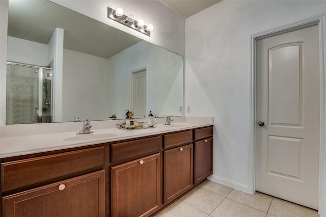 103 Presidents Way, Venus, TX 76084 - full bath with tile patterned flooring, double vanity, and a shower with shower door