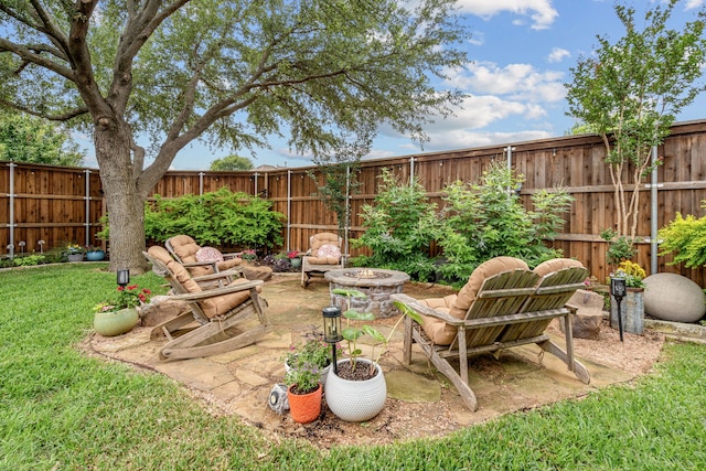 1702 Clarke Springs Dr, Allen, TX 75002 - view of patio / terrace with a fire pit