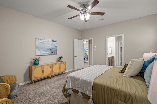 1601 Bennington Ln, Celina, TX 75009 - bedroom featuring carpet flooring, baseboards, ensuite bath, and a ceiling fan
